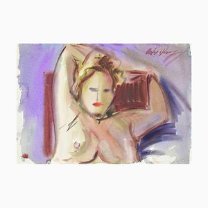 Carlo Ravagnan, Frauenakt, Aquarell, 1960er