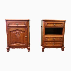 French Golden Oak Bedside Tables, 1960, Set of 2