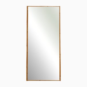 Large Vintage Seventies Ibiza Style Rectangular Mirror with Bamboo Frame