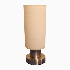 Lámpara de mesa vintage con base de metal y pantalla de vidrio estampado de Fischer & Honsel, años 2000