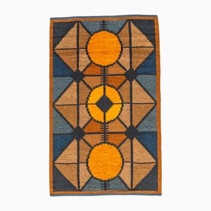 Scandinavian Modern Flat Weave Rug by Britta Swefors, 1970s