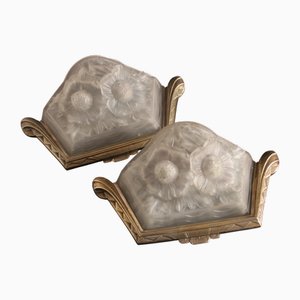 Französische Art Deco Wandlampen von Verdun, 1920er, 2er Set