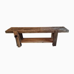 Antique Late 19th Century French Oak Workbench with Spindle, 1890s