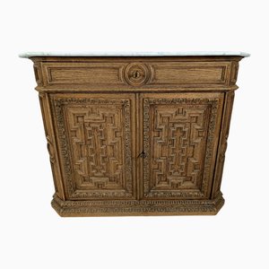 Credenza in quercia e marmo intagliato