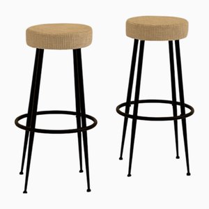 Set of Metal and Fabric Stools, 1980s, Set of 2