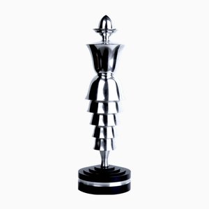 Art Deco Skulptur, 1939, Edelstahl mit Gestell aus eloxiertem Aluminium