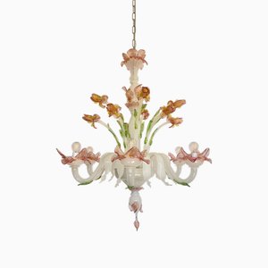 Lustre à Six Lumières en Verre de Murano par Master Walter Furlan, 1986