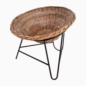 Basket Pod Sessel aus Rattan, 1960