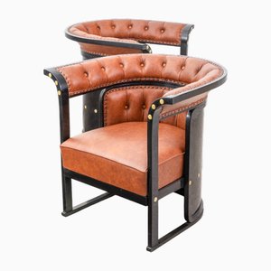 Antiker Sessel aus Buche & Leder von Josef Frank für Jacob & Josef Kohn, 1890er