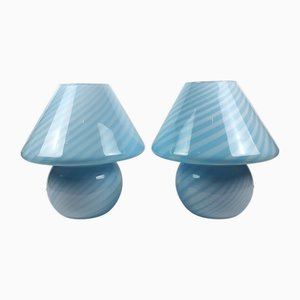 Mushroom Tischlampen aus Muranoglas, 1980er, 2er Set
