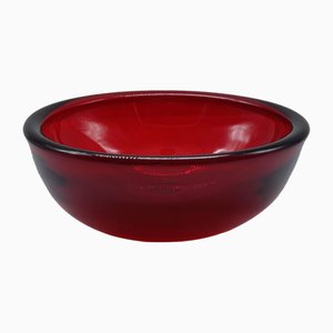 Midcentury Modern Ruby Red Murano Glass Bowl, 1970s