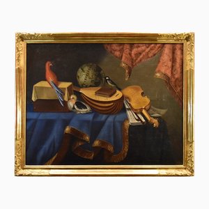 Bonaventura Bettera, Still Life with Musical Instruments, 1600s-1700s, Oil on Canvas, Framed