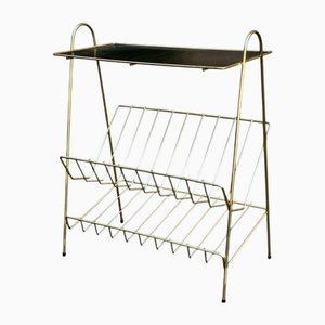 French Magazine Rack in Brass and Steel