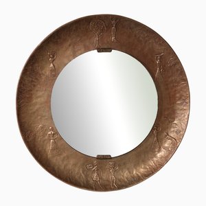 Sculptural Hammered Copper Mirror attributed to Angelo Bragalini, 1950