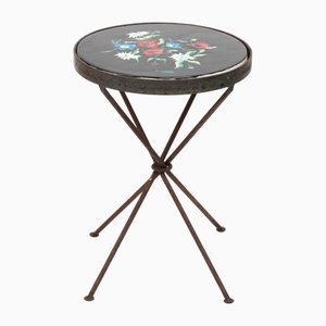 Mid-Century French Ceramic and Wrought Iron Table from Ardeco, Vallauris, France, 1950s