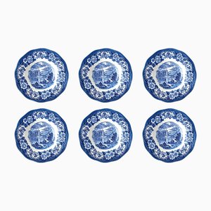 English Soup Plates with Loch of Scotland Decoration from Wedgwood, Set of 6