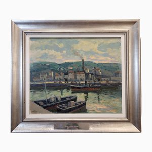 Julio Pérez Torres, Ría de Bilbao, años 60, óleo sobre lienzo