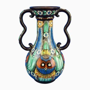 Vaso in ceramica della fabbrica Thun di Jean Wanzenried, Svizzera, fine XIX secolo