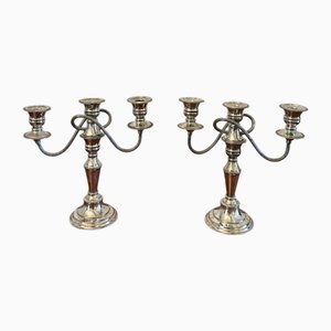 Antike versilberte edwardianische Kerzenhalter, 1900, 2er Set