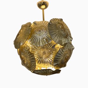 Golden Murano Glass Lily Pad Sputnik Lam, 1980s