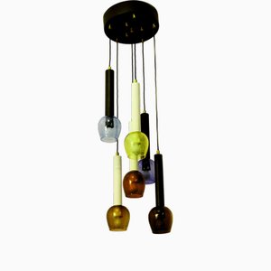 Italian Hand-Blown Coloured Glass Chandelier from Stilnovo, Italy, 1960s
