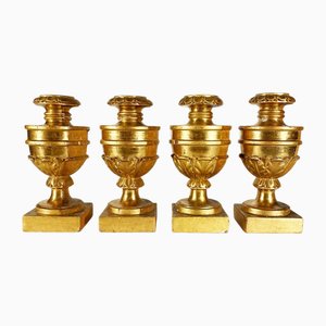 Pieds de Lampe Empire en Bois Doré et Sculpté, Italie, 1700s, Set de 4