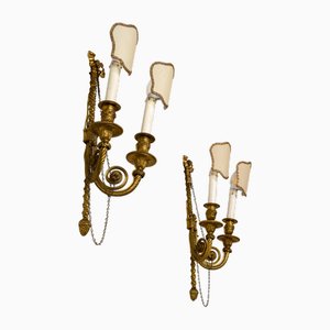 Napoleon III Wandlampen aus vergoldeter und handgemeißelter Bronze, 2 . Set