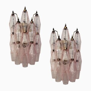 Pink Murano Staircase Corridor Wall Sconces, Set of 2