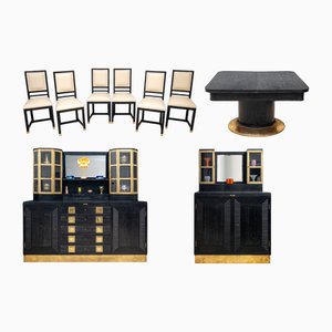 Salle à Manger Art Nouveau par Fritz Nagel pour Josef Hoffmann, 1910, Set de 9