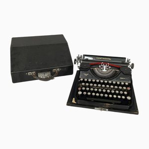 Máquina de escribir italiana Art Déco negra de Continental, años 30