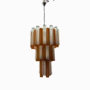 Large Murano Glass Tube Chandelier, Italy, 1970s