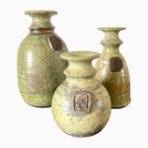 Vintage Japanese Tokkuri Sake Bottles, 1920s, Set of 3