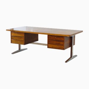 Scrivania Mid-Century moderna in palissandro e metallo, anni '60