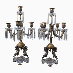 Chandeliers en Cristal et Bronze de Baccarat, Set de 2