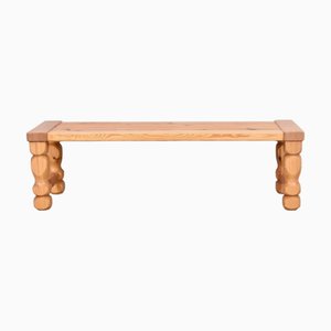 Brutalist Pine Wood Bench by Glas Mäster for Markaryd, Sweden, 1970s