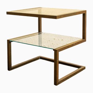 Couchtisch aus Messing mit Doppelglasablage, 1970er