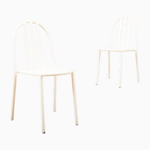 Model No. 222 Chairs in White Lacquered Tubular Steel by Robert Mallet Stevens for Mobilor, 1928, Set of 2