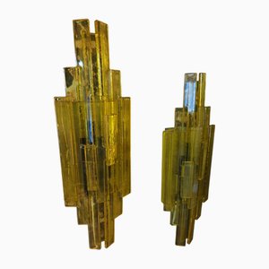 Appliques Murales en Acrylique Jaune et Vert par Claus Bolby pour Cebo Industri, 1960s, Set de 2