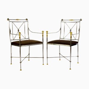 Italian Steel and Brass Armchair by Orlandi, 1970s