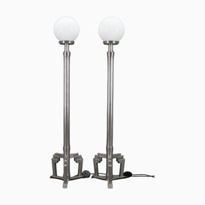 Art Deco Chrome Floor Lamps, Czechoslovakia, 1940s, Set of 2