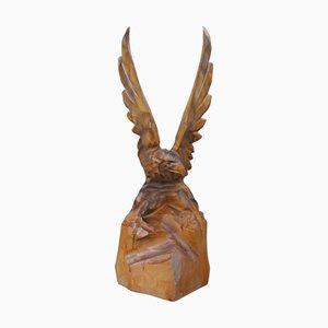 Vintage Eagle Statue in Wood, 1970s