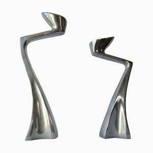 Mid-Century Swan Candleholders attributed to Matthew Hilton, England, 1986, Set of 2