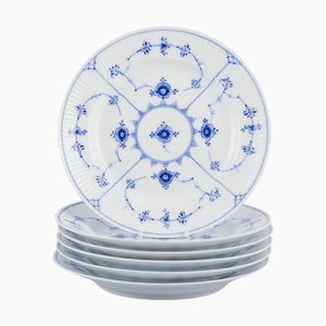 Blue Fluted Plain in Porcelain from Royal Copenhagen, 1938, Set of 6
