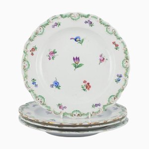 19th Century Antique Porcelain Plates, Meissen, Germany, Set of 4