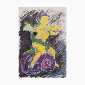 Nina Kleivan, Composition with Putto, 1988, Gouache on Paper