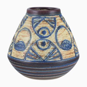 Vaso grande in gres con decorazione geometrica di Noomi Backhausen per Søholm, anni '60