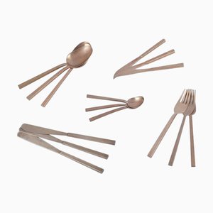 Scanline Brass Flatware Dinner Set by Sigvard Bernadotte, Set of 15