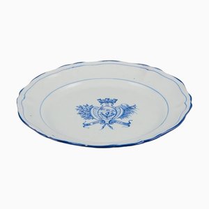 Large Round Serving Platter in Faience by Emile Gallé for St. Clement, Nancy
