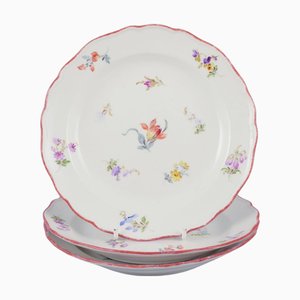 Small Antique 19th Century Porcelain Plates Meissen, Germany, Set of 3