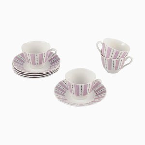 Tazas de café Casino con platillos de Gunnar Nylund para Rörstrand. Juego de 4